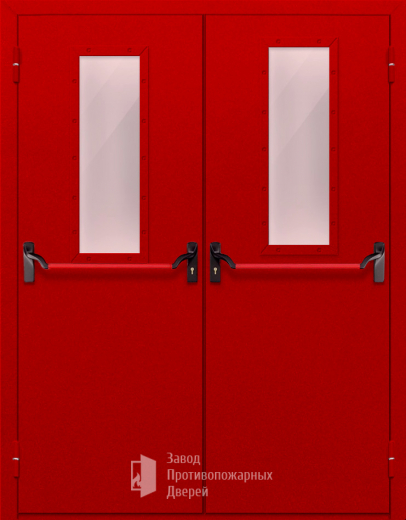 Фото двери «Двупольная с стеклом и антипаникой (красная)» в Котельникам