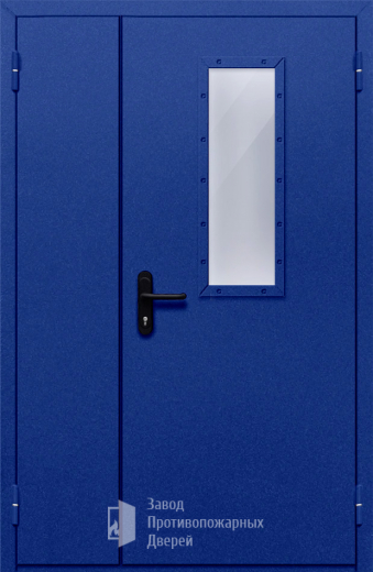 Фото двери «Полуторная со стеклом (синяя)» в Котельникам