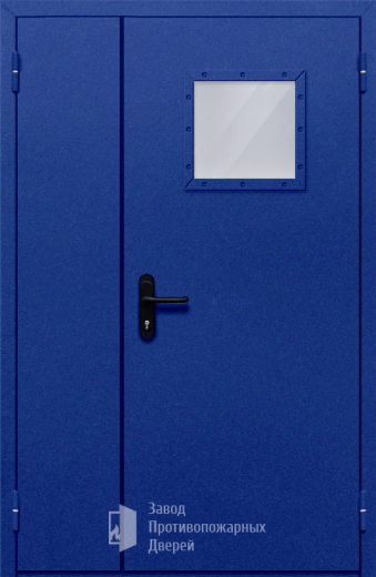 Фото двери «Полуторная со стеклопакетом (синяя)» в Котельникам