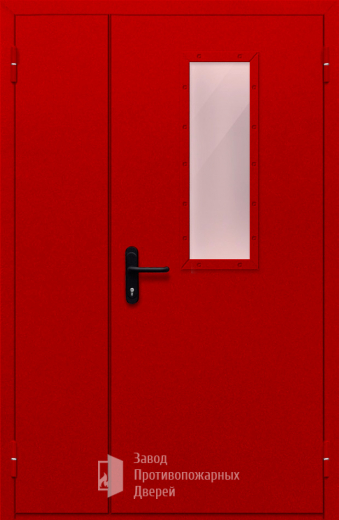 Фото двери «Полуторная со стеклом (красная)» в Котельникам