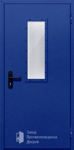 Фото двери «Однопольная со стеклом (синяя)» в Котельникам