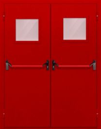 Фото двери «Двупольная со стеклопакетом и антипаникой (красная)» в Котельникам