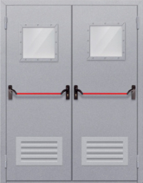 Фото двери «Двупольная со стеклопакетом и решеткой (антипаника)» в Котельникам