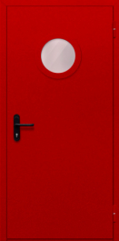 Фото двери «Однопольная с круглым стеклом (красная)» в Котельникам