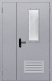 Фото двери «Полуторная со стеклом и  решеткой» в Котельникам