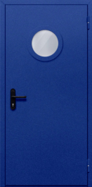Фото двери «Однопольная с круглым стеклом (синяя)» в Котельникам