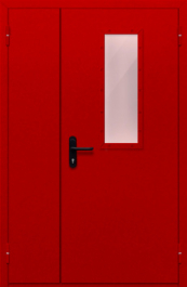 Фото двери «Полуторная со стеклом (красная)» в Котельникам