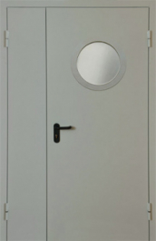 Фото двери «Полуторная с круглым стеклом EI-30» в Котельникам